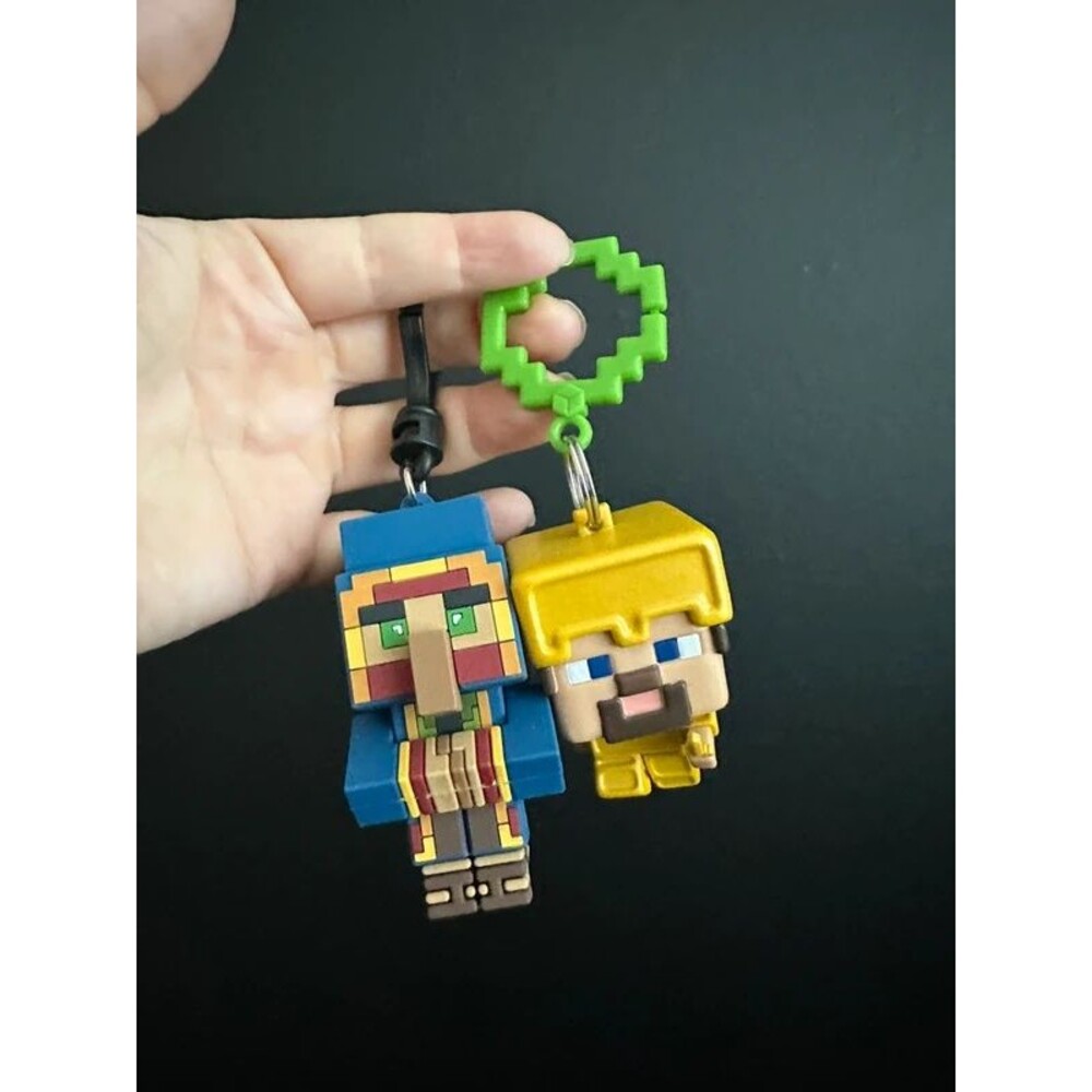 Minecraft Villager Trader and Gold Steve Keychain Bag Charms